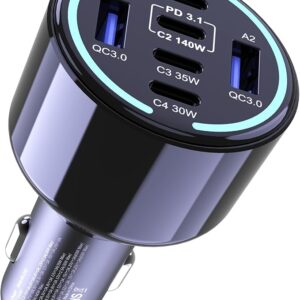 CHIPOFY 300W USB C Car Charger, 6 Ports
